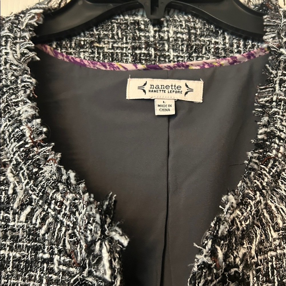 Nannette Lepore Women's Black and White Tweed Blazer L brand new with tag - Picture 5 of 8